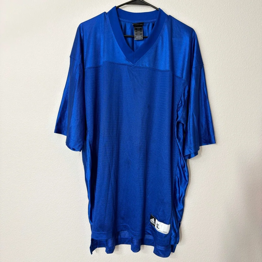 Adidas‎ Football Jersey Mens XL Blue V-Neck Mesh Practice Shirt 7918A Good